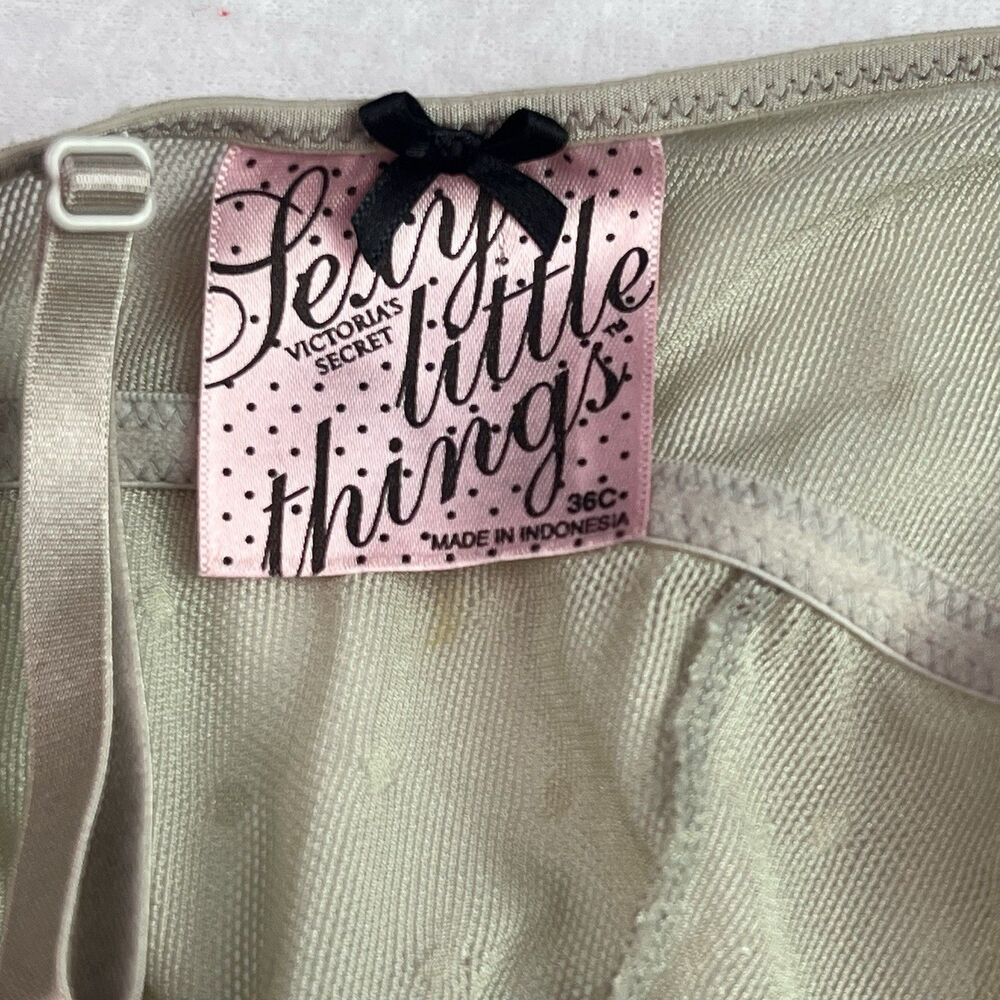 Victoria's Secret Corset Garter 36C Sexy Little Things Underwire Grey Swiss Dot - Picture 8 of 15